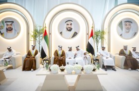 خليفة بن طحنون بن محمد يحضر حفل استقبال بمناسبة أفراح الشامسي والسالمي